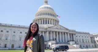 Josephine Nabukenya at the US Capitol to meet with lawmakers to discuss funding for PEPFAR.