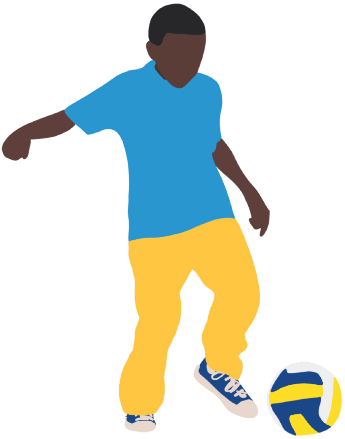 child kicking soccer ball illustration
